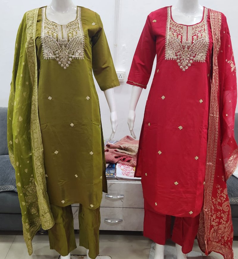 1766 And 1767 By Ossm Style Roman Hand Work Kurtis Set Size Combo 